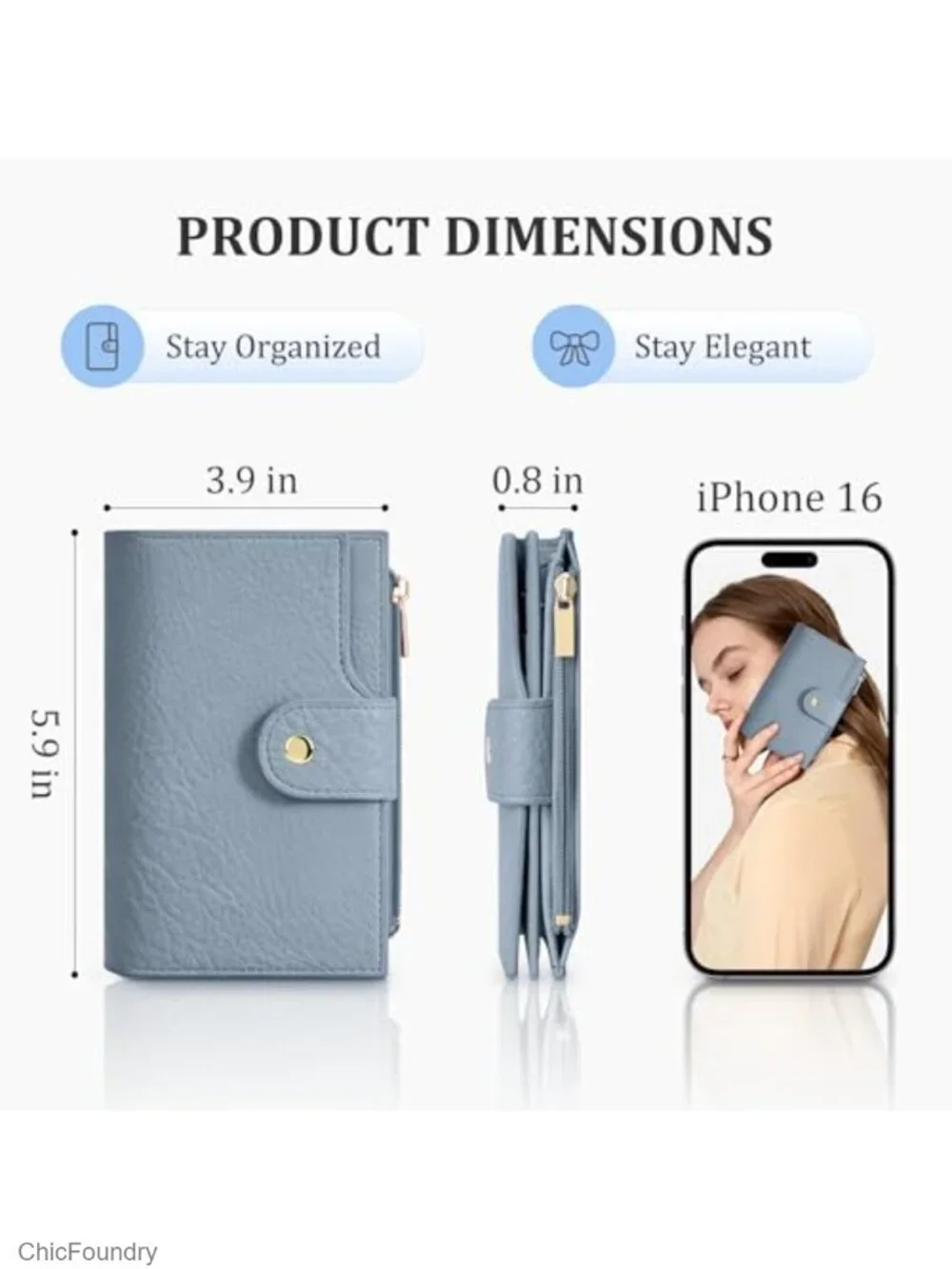 Small RFID Blocking Bifold Wallet for Women with 16 Card Slots